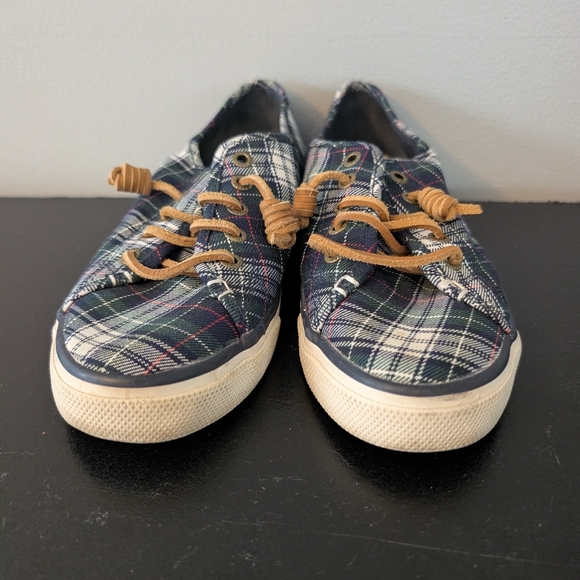 Sperry Top Sider Shoes Seacoast Canvas Sneaker Tartan Plaid - Picture 2 of 7